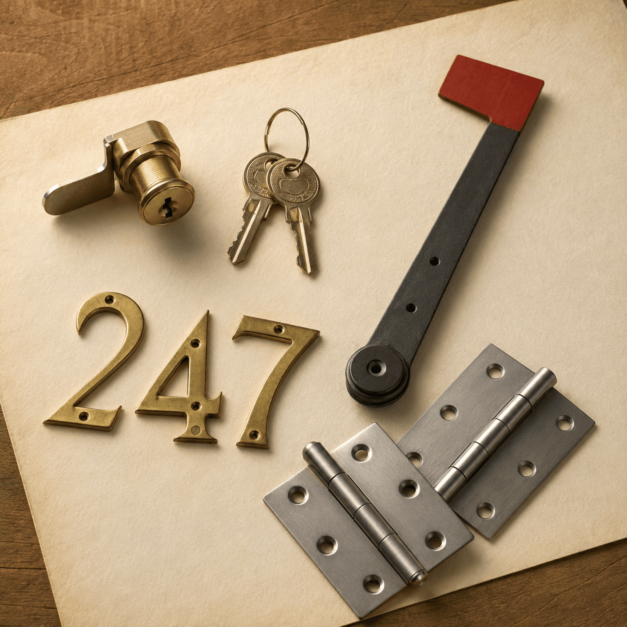 Mailbox lock, keys, flag, and replacement hardware